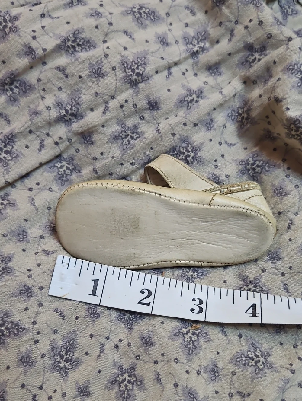 Antique Children's Mary Jane Leather Shoe in Cream